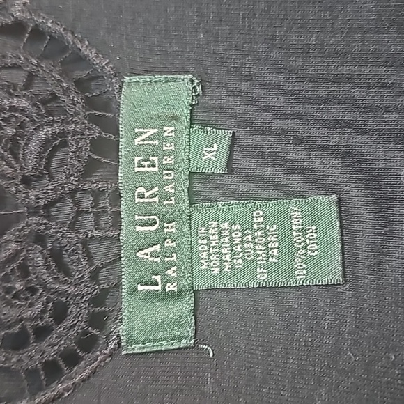 NEW LAUREN RALPH LAUREN BLACK CROCHET SHORT SLEEVE PULLOVER KNIT TOP - Picture 13 of 16